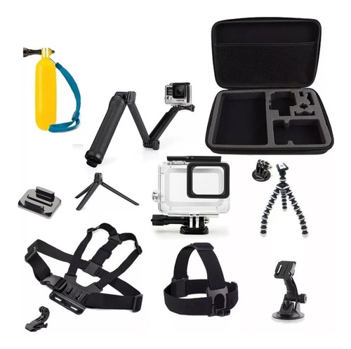 Kit Acessório Gopro 7 Black Go Pro Hero 3 Way Caixa Estanque