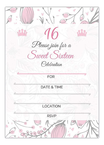 Dulces 16 (dieciséis) Invitaciones A Fiestas Con Sobres | El
