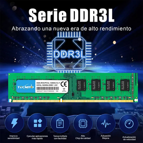 Memoria Ram Tecmiyo Ddr3l 8gb 1600mhz Para Escritorio.