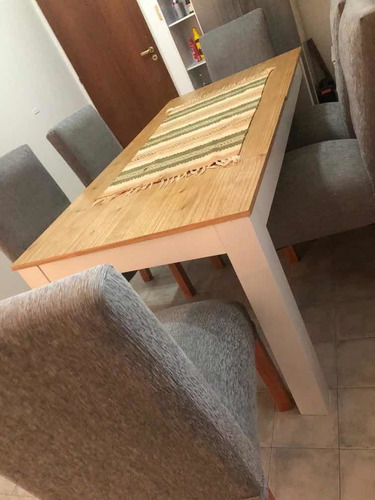 Imagen 4 de 9 de Juego De Comedor, Mesa Exten Color Paraiso+6 Sillas Chenille