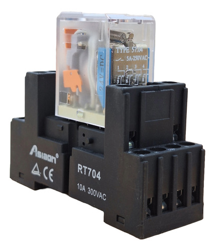 Relevador 24v Dc 5a, 14 Pines Asiaon Con Base