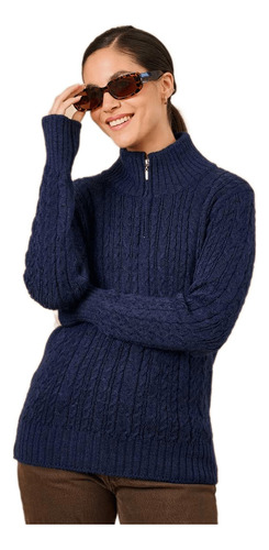 Sweater Dama Cuello Con Cierre Y Trabajo De Punto  Art.  276