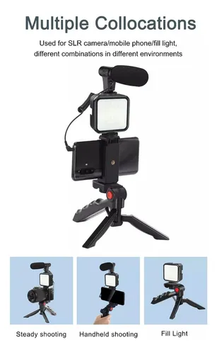 Estabilizador P/ Celular Tripode Con Luz Led Rgb Y Microfono
