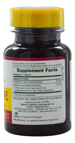 Natures Plus Ultra Pregnenolone - 50 mg, 60 cápsulas vegetales