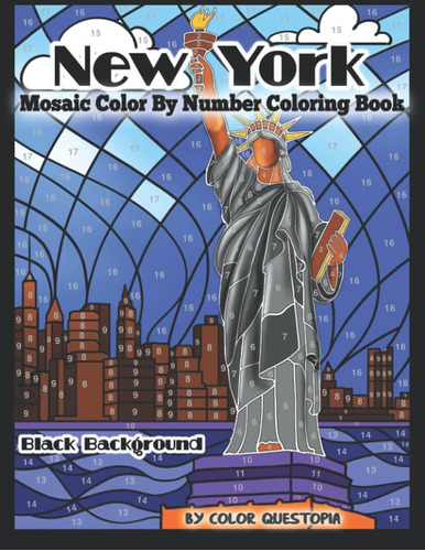 Libro: New York Mosaic Color By Number Coloring Book Black B