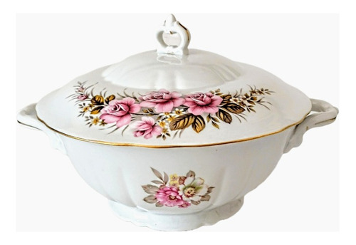 Guisera De Porcelana Verbano Con Rosas Fucsias