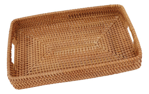 Para Cesta Para Servir Con Asas, Rectangular De Ratán,