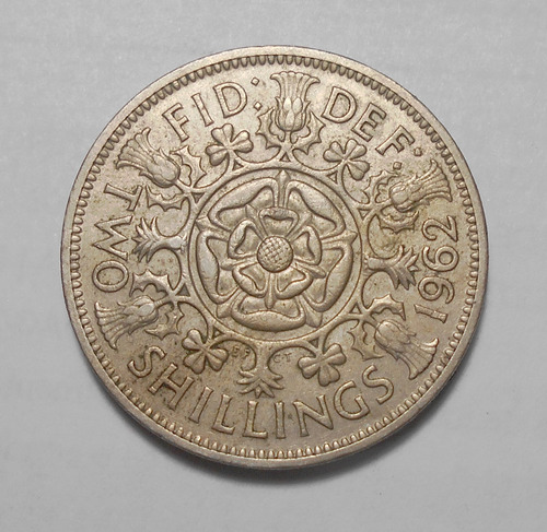 Gran Bretaña Two Shillings (1 Florin) 1962 - Km#906