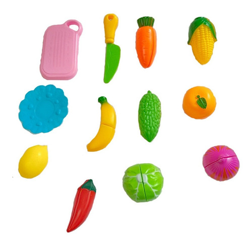 Kit Brinquedo Frutas / Legumes De Cortar 12 Pcs Comidinhas