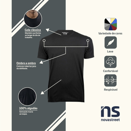 Imagem 3 de 10 de Kit 6 Camisetas Masculinas Slim Fit Básicas Algodão Premium