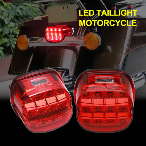 Red Len Led Rear Brake Tail Light For Harley Road Glide Aam