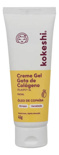 Creme Gel Hidratante Facial Gota De Colágeno Kokeshi Para Todo Tipo de Pele Com Oleo de Girassol Ozonizado e Oleo de Copaiba