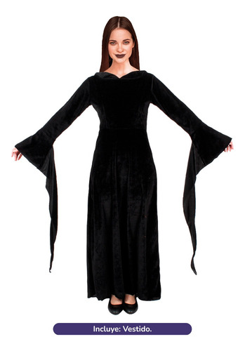 Disfraz De Morticia Addams Mujer Halloween Cosplay 