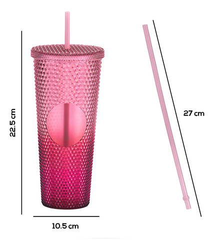 Termo Multiusos Vaso Acrílico Textura Tridimensional 750ml Fucsia Degradado