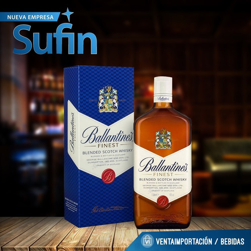Imagen 2 de 2 de Whisky Ballantines Finest 1 Litro Escoces + Estuche - Sufin