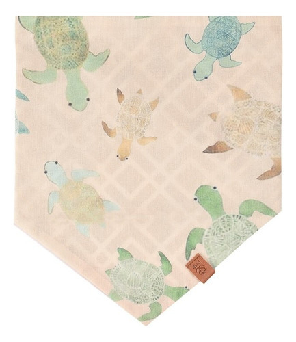Bandana Pet Jr Dupla Face Para Cachorros E Gatos Tortuga Cor Areia Tortuga PP