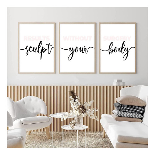 Spa Wall Art Set Of 3, Rubor Rosa Cuerpo Esculpido De La De