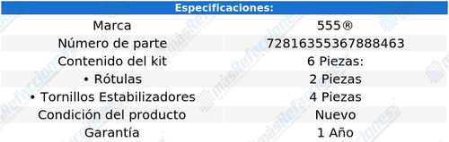 Rótulas Y Tornillos (6 Pzas) P/toyota Sequoia 10 Al 12 555