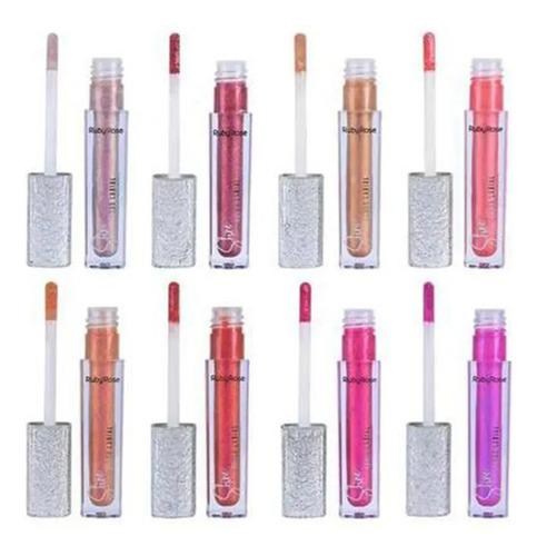 Gloss Shine Ruby Rose Brilloso Efecto Voluminizador Glitter Color 073