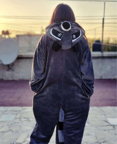 Mameluco, Pijama De Mapache Negro De Felpa-polar Talla 4