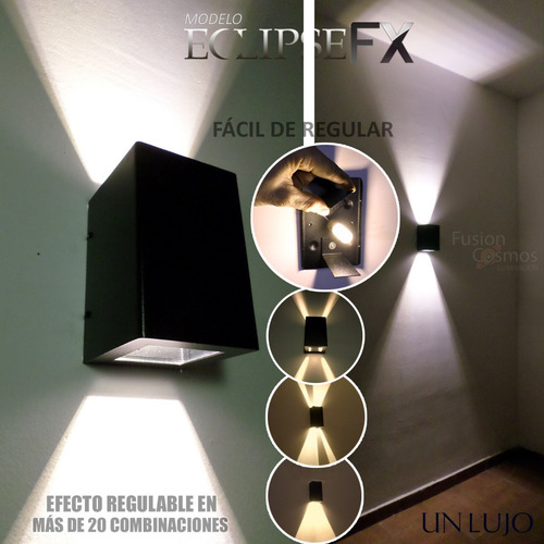 Imagen 8 de 10 de Aplique Bidireccional Exterior Jardin Efecto Rayos X Led 10w