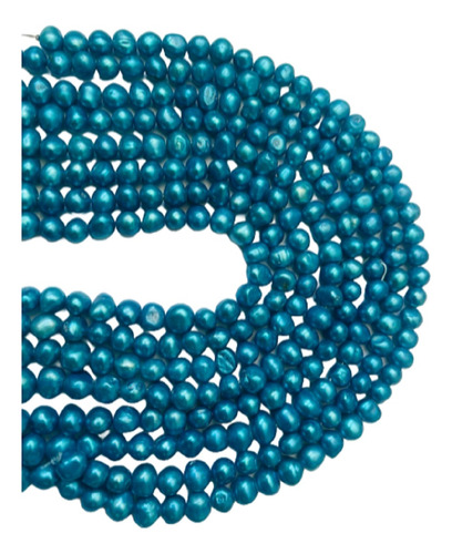 Perla De Rio Natural Cultivada Azul 8mm Bisutería 1 Tira