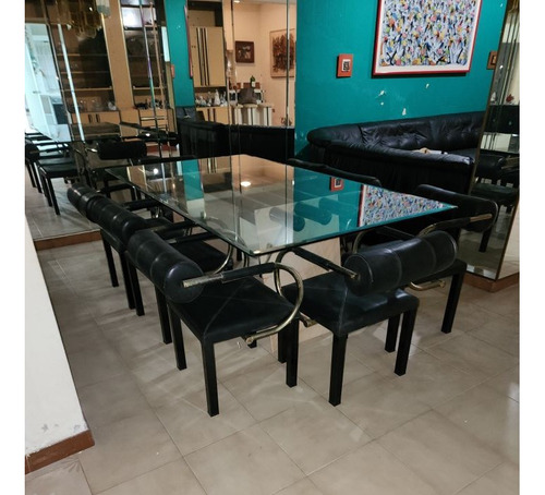 Comedor Moderno 8 Puestos, Style. Marmol, Cuero Y Vidrio. (Usado)