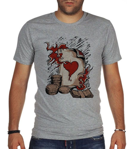 Remera De Hombre Carta Poker A Corazones Apuestas Juego