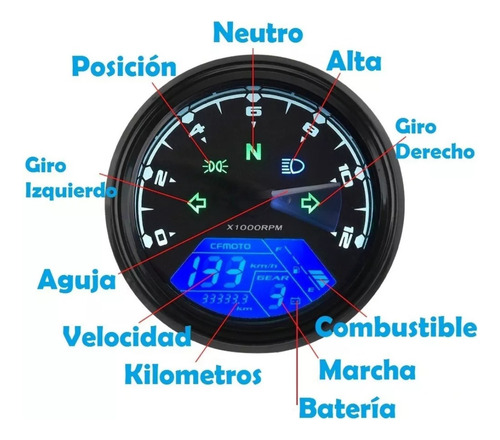 Velocimetro Digital Universal Moto Cafe Racer Giros