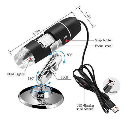 Jiusion 40 A 1000x Aumento Endoscopio, 8 Led Usb 2.0 Microsc