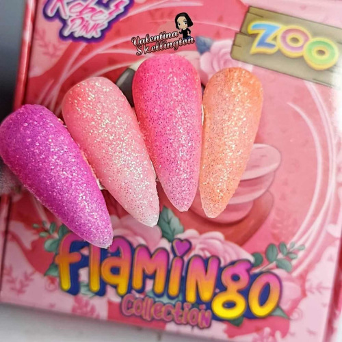 Acrilico Wapizima Coleccion De 4 Pzs Para Uñas - Color Flamingo