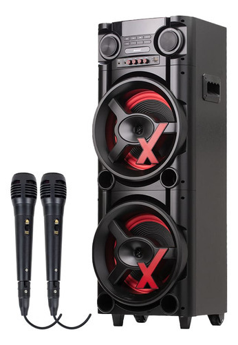 Alto-falante Bluetooth Amvox Aca 1300 New X C/ 02 Microfones Cor Preto Voltagem 110v/220v
