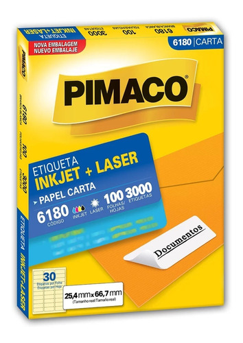 Etiqueta Pimaco 6180 25,4x66,7 3000 Etiquetas Pimaco 