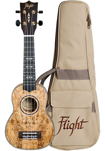 Flight Dus410 Qa Ukulele Soprano De Fresno Con Funda Color Natural