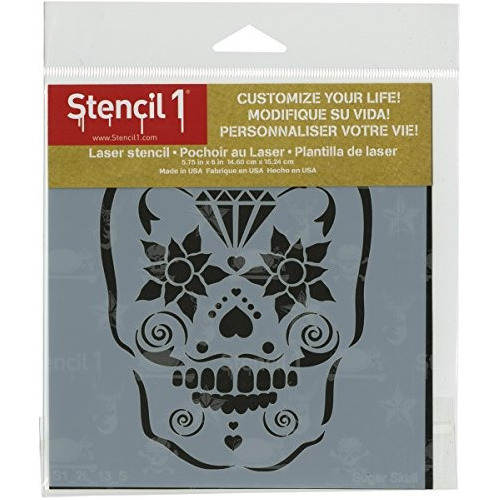Stencil1 S1_2l_13_s 6x6 Stencilsugar Skull