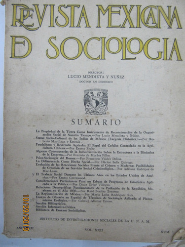 Revista Mexicana De Sociologia Volumen Xxii Num 1