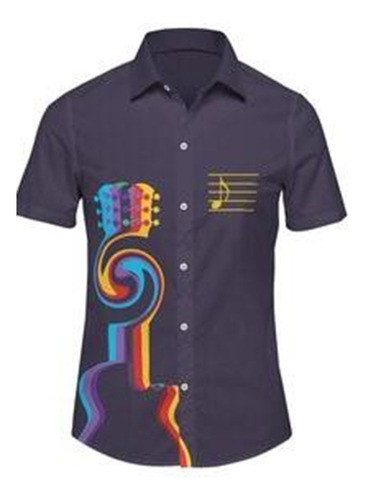 Camisa Hawaiana De Hombre Con Estampado De Calavera Musical