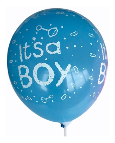 Globos Impresos Its A Boy Fiesta Bebe Baby Shower Niño 10pz Azul