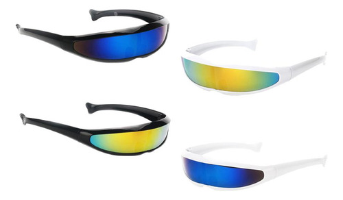 4x Gafas De Sol Futuristas Gafas Alien Monobloque Estrechas