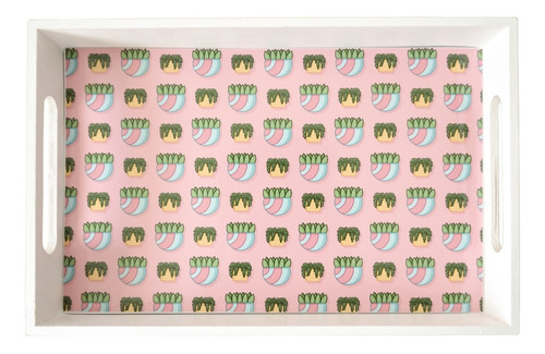 Imagen 1 de 1 de Bandeja De Desayuno 20x30 Madera Diseño Love Cactus