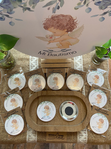 10 Pines Llaveros/imanes Personalizados Bautismo Nacimiento Blanco Angels