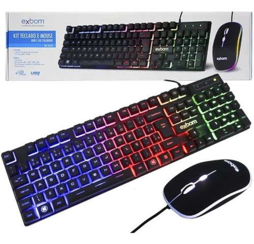 Teclado E Mouse Usb Exbom Bk-g550 Led Rgb Gamer