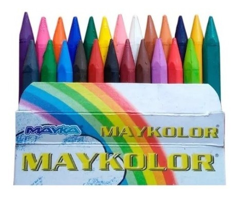 Creyones Cera Plasticos Marca Maykolor - 24 Colores 