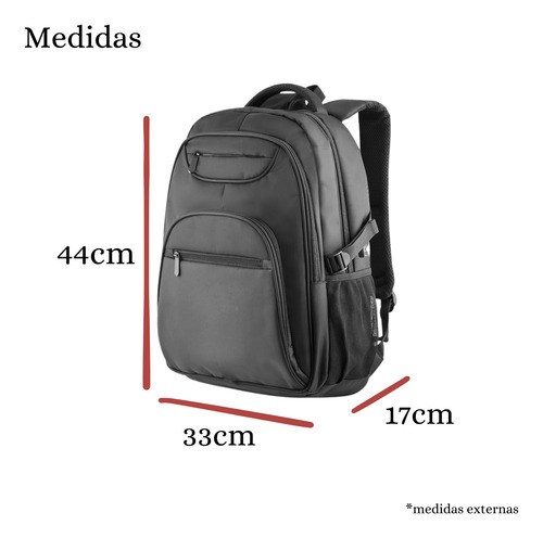 Mochila Com Alça Reforçada Para Notebook Na Cor Preta