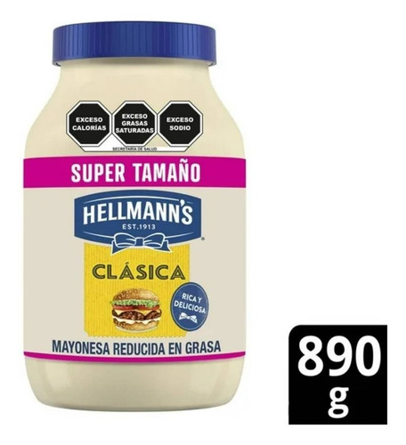3 Pza Mayonesa Hellmann's Clásica Reducida En Grasa 890 G