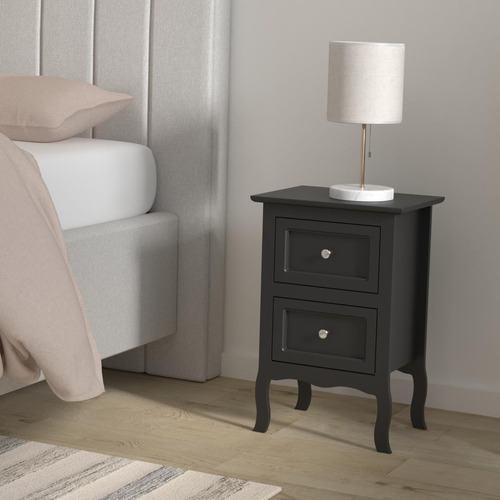 Karl Home Juego De 2 Mesitas De Noche Negras Para Dormitorio