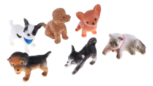 6x Figura De Cachorro Gato De Simulación En Miniatura