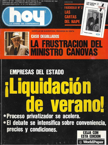 Revista Hoy 497 / 1 Febrero 1987 / Privatización Pública