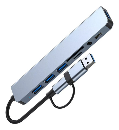 Wa Divisor De Hub Usb De Audio Tipo C Ocho En Uno