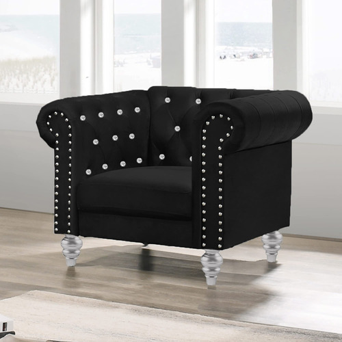 Silla Terciopelo Estilo Chesterfield Boton Cristal Color